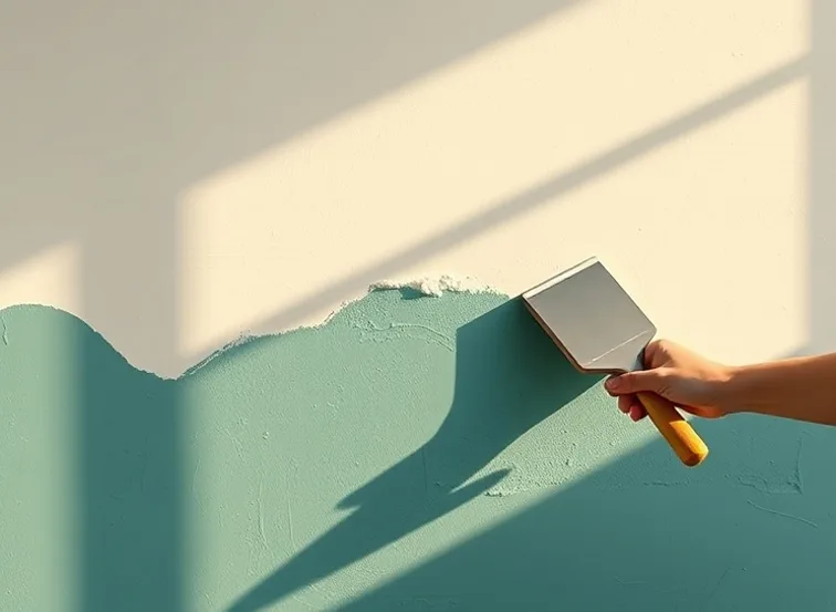Application d'un enduit décoratif à la lisseuse sur un mur